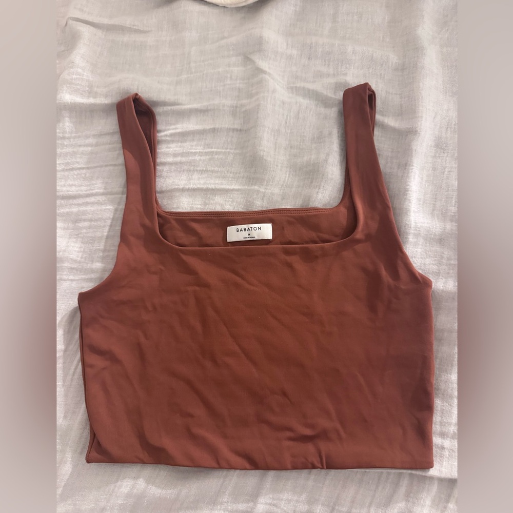 Babaton Rust Fitted Crop Tank Top
